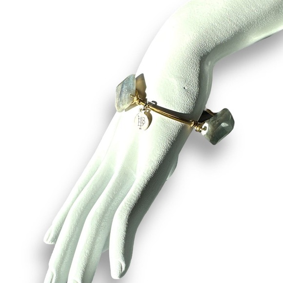 Medium Labradorite Hexagon Large 7.5" Bangle by Bourbon and Boweties - Picture 2 of 5